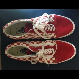 Never worn Vans red checkered shoes
